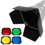 Godox BD-04 Barndoor with Honeycomb Grid and 4 Colour Gel Filters for Bowens Reflector